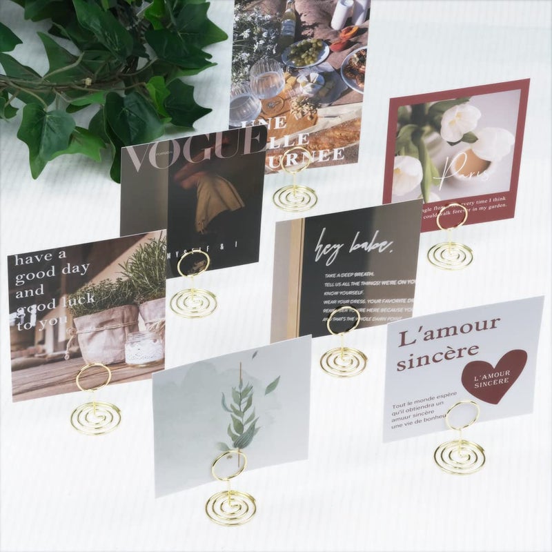 Jofefe 20pcs Mini Place Card Holders, Cute Table Number Holders, Small Size Table Card Holder Tables Number Stands, Wire Photo Picture Menu Clips for Wedding centerpieces, Anniversary Party (Gold) - Image 5